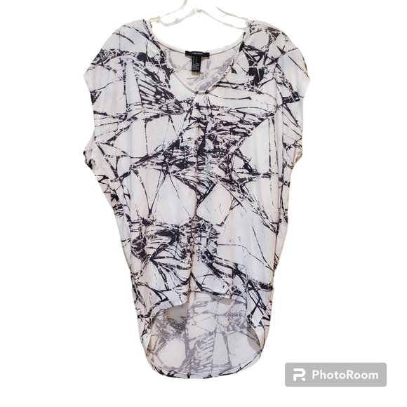Women's Forever 21 M Marble Effect Hi Lo Short Sleeve Top - Picture 1 of 4
